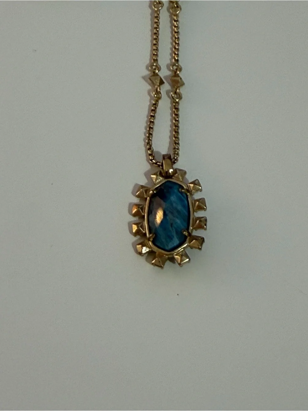 Kendra Scott Blue Stone Necklace & Matching Earrings Set | Gold Tone | SET